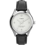 Waterbury Traditional 34mm Leather Strap Watch Stainless Steel/black/white - Black - Timex Watches