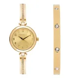 Caravelle by Bulova Women's Gold-Tone Watch & Bangle Bracelet Set - 44X100, Size: Small