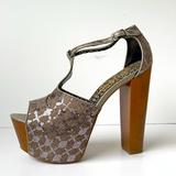 Jessica Simpson Shoes | Jessica Simpson Dany T-Strap Platform Sandal 10b | Color: Silver | Size: 10