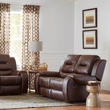 Hanover Rialto 65" Faux Leather Pillow Top Arm Reclining Slipcovered Loveseat Faux Leather in Brown, Size 40.0 H x 65.0 W x 42.0 D in | Wayfair