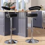 Flash Furniture Contemporary Vinyl Adjustable Swivel Bar Stool w/ Cushion Upholstered/Metal in Black, Size 19.5 W x 19.5 D in | Wayfair