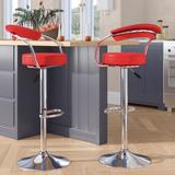 Flash Furniture Contemporary Vinyl Adjustable Swivel Bar Stool w/ Cushion Upholste/Metal in Red, Size 19.5 W x 19.5 D in | Wayfair