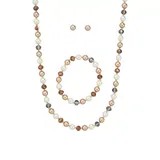 Kim Rogers® Gold Tone Champagne Pearl Multi Necklace Earrings Bracelet Carded Set