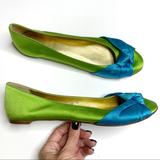 J. Crew Shoes | J Crew Satin Maritine Two-Color Ballet Flats Blue Lime Green Sz 8.5 | Color: Blue/Green | Size: 8.5