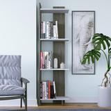 Latitude Run® Rodney Bookcase 63" H x 17.6" W Corner Bookcase Wood in Gray, Size 63.0 H x 17.6 W x 7.7 D in | Wayfair
