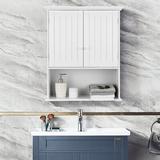 Red Barrel Studio® Wall Mount Bathroom Storage Cabinet,Gray Wood in White, Size 28.0 H x 23.5 W x 7.5 D in | Wayfair