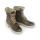 ZAPATO Women's Casual boots green - Green Retro Block-Heel Leather Combat Boot - Women