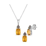 Le Vian® 1/5 ct. t.w. Vanilla Diamond® and 2.75 ct. t.w. Citrine Pendant Necklace and Earrings in 14K Vanilla Gold