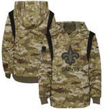 Youth Nike Olive New Orleans Saints 2021 Salute To Service Therma Performance Pullover Hoodie