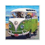 Stupell Industries Canvases - Dogs Driving Retro Van Wrapped Canvas