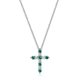 PAJ Women's Lab Created Classic Cross Pendant 18" Necklace in Sterling Silver