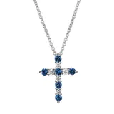 Paj Lab Created Classic Cross Pendant 18" Necklace In Sterling Silver, Blue