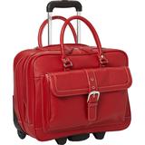 Heritage 15.6 in. Barn Red Lightweight Pebbled Leather Dual Compartment 2-Wheel Laptop Business Tote / Carry On Bag, Barn Red Pebbled Leather