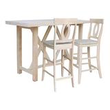 Gracie Oaks Angadresma 2 - Person Bar Height Rubberwood Solid Wood Dining Set Wood in Brown/White, Size 42.0 H in | Wayfair