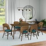 Corrigan Studio® Abdur-Rahmaan Mid-Century Modern 7-Piece Rectangular Dining Set in Brown, Size 29.6 H in | Wayfair