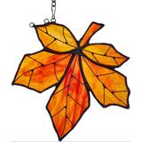 Red Barrel Studio® 2Pcs Stained Bird Glass Ornament, Window Hanging Metal Flat Animal Pendants, Home Car Decoration Crafts w/ Hooks in Orange