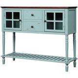 Canora Grey Watton 58" Wide 2 Drawer Buffet Table Wood in Red/Blue, Size 34.0 H x 58.0 W x 11.0 D in | Wayfair BC5338231AFE4879B60C9782005BDB6B