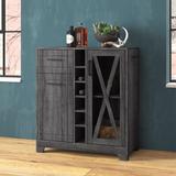 Steelside™ Colleen Bar Cabinet Wood in Gray/Black, Size 36.2 H x 16.7 D in | Wayfair D15CB00BE3BF45C1BE54A67C5FAB0900