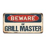 SignMission Beware of Grill Master Aluminum Plate Frame Aluminum in Black/Gray/Red, Size 12.0 H x 6.0 W x 0.1 D in | Wayfair A-LP-04-617