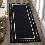 Brown/White Area Rug - Ebern Designs Handmade Dotted Border Premium Wool Runner, 2'3" X 7' Wool in Brown/White, Size 27.0 W x 0.25 D in | Wayfair