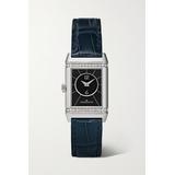Jaeger-LeCoultre - Reverso Classic Duetto 34.2mm X 21mm Small Stainless Steel, Alligator And Diamond Watch - Silver