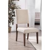 Red Barrel Studio® Magn Side Chair set Of 2 Wood/Upholstered/Fabric in Brown/White, Size 40.0 H x 19.5 W x 25.0 D in | Wayfair