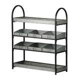 Gracie Oaks Four-Tier Shelf - Antique Gray Metal in Black/Gray, Size 39.0 H x 12.0 D in | Wayfair 4CAB9004DB7B492A9F369C5FF2A44097