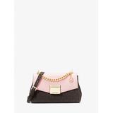 Michael Kors Lita Small Two-Tone Logo and Leather Crossbody Bag Pink One Size