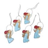 'Heart and Angel-Themed Wood Holiday Ornaments (Set of 5)'
