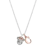 "Disney's Minnie Mouse Head Two-Tone Initial Necklace, Women's, Size: 18"", White"