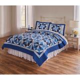 Qulit, Starburst Printed Patchwork Quilt Collection by BrylaneHome in Blue Multi (Size KING)