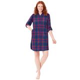 Plus Size Women's Sleepshirt in plaid flannel with button front by Dreams & Co. in Evening Blue Plaid (Size 5X)
