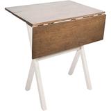 Gracie Oaks Solid Wood Drop Leaf Folding Kitchen Farmhouse Dining Room Or Space Saving Console Table & Desk, Rustic, Brown/White Wood/Metal | Wayfair