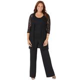 Plus Size Women's Luxe Lace 3-Piece Pant Set by Catherines in Black (Size 18 W)