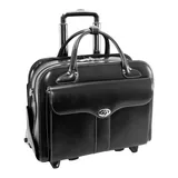 McKlein Berkeley Leather Detachable-Wheeled Briefcase, Black