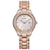 Citizen Eco-Drive Women's Silhouette Crystal Rose Gold-Tone Stainless Steel Bracelet Watch - FE1233-52A, Size: Small, Pink