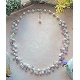 My Gems Rock! Women's Necklaces multi-color - Cultured Pearl & Quartz Cluster Necklace