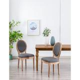 Ophelia & Co. Dimarco Linen Solid Wood King Louis Back Side Chair Wood/Upholstered/Fabric in Gray, Size 37.8 H x 21.7 W x 19.3 D in | Wayfair