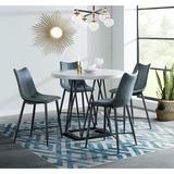 Orren Ellis Lucy-Rose 5-Piece Dining Set w/ Round Counter-Height Table & 4 Tufted Chairs Metal/Upholstered Chairs in Black/Gray/White | Wayfair