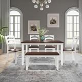 Red Barrel Studio® 6 Piece Dining Table Set w/ Bench, Table Set Wood in Brown/White, Size 30.1 H in | Wayfair 0A6D25E136F84696BDF3E15A2CDD0316