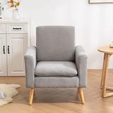 Armchair - Corrigan Studio® Mid Century Modern Armchair & Accent Chair, Upholstered Sofa Chairs,Gray Linen in Gray/White/Brown | Wayfair