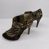 Nine West Shoes | Nine West Nwestefania Fur Animal Print Leather Ankle Boots Peep Toe Size 5 M New | Color: Brown/Tan | Size: 5