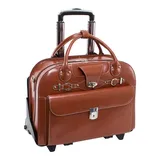 McKlein Roseville Leather Detachable-Wheeled Laptop Briefcase, Brown