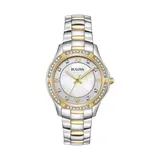 Bulova Women's Crystal Accent Two-tone Stainless Steel Watch, White