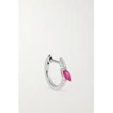 Roxanne First - 14-karat White Gold, Sapphire And Diamond Single Hoop Earring - Pink
