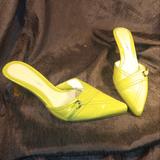 Nine West Shoes | Nine West 6.5 Chartreuse Lime Green Slip On Heels | Color: Green | Size: 6.5