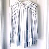 Lularoe Tops | Lularoe Amber Striped Hoodie Tunic Lightweight Sweatshirt M | Color: Gray/White | Size: M