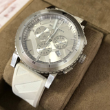 Burberry Accessories | Burberry The New City Rubber Chronograph Watch | Color: Silver/White | Size: Os