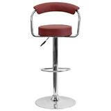 Flash Furniture Contemporary Vinyl Adjustable Swivel Bar Stool w/ Cushion Upholste/Metal in Red, Size 19.5 W x 19.5 D in | Wayfair