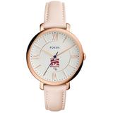 "Women's Fossil Pink Morehouse Maroon Tigers Jacqueline Date Blush Leather Watch"
